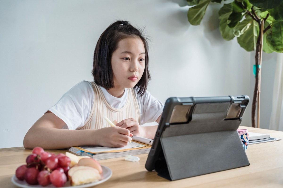 Student practicing on a tablet